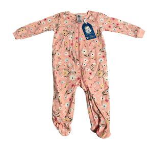 NWT Gerber Baby Girls 3-6 Month Sleep And Play Pink  Floral Pajamas